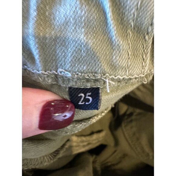 7 For All Mankind Jeans‎ Women 25 Green Denim Elastic Waist Straight Leg Ankle - Picture 10 of 11